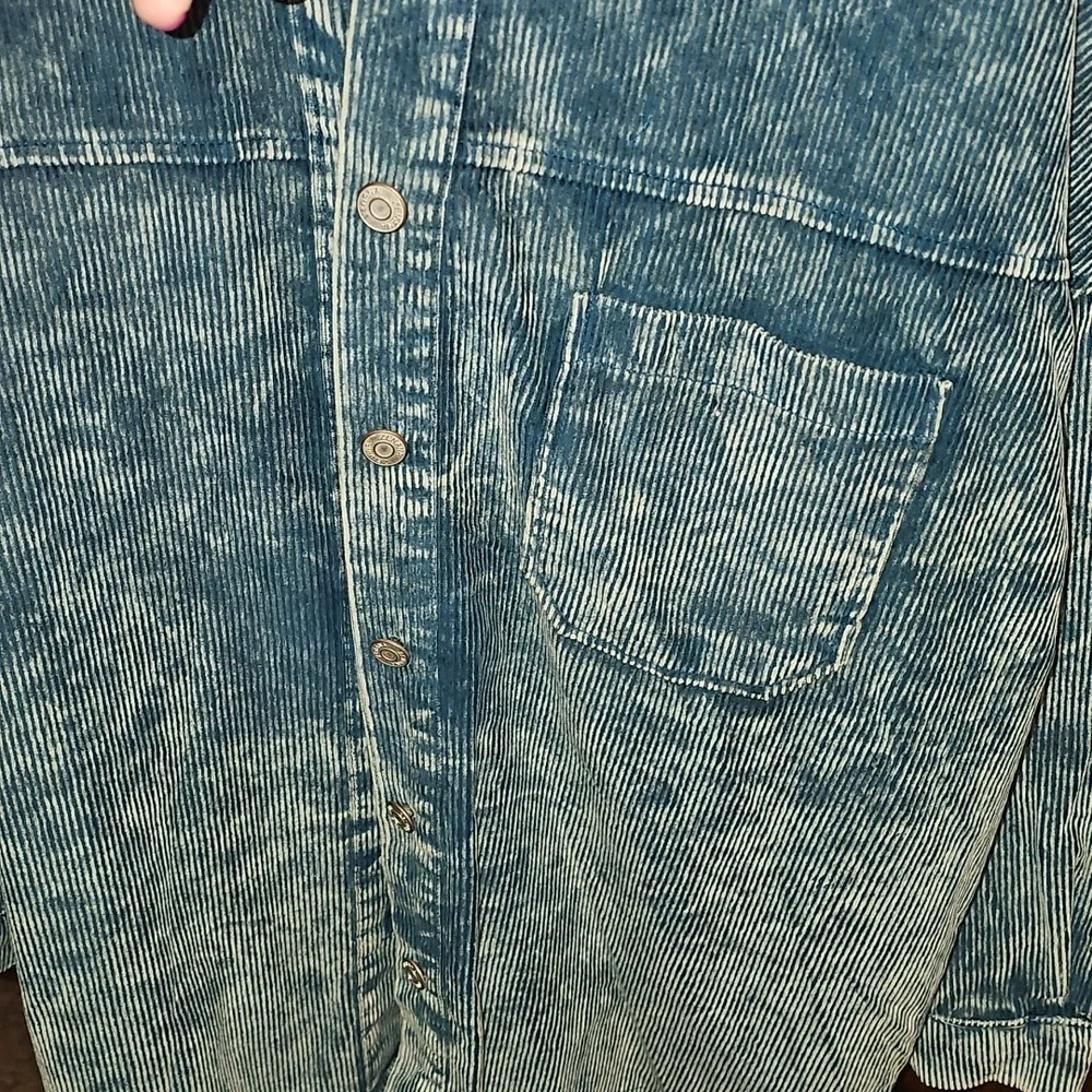 ZENANA Nwots womens Sz Medium Teal Blue Mineral Washed Corduroy Shacket!! - Picture 8 of 8